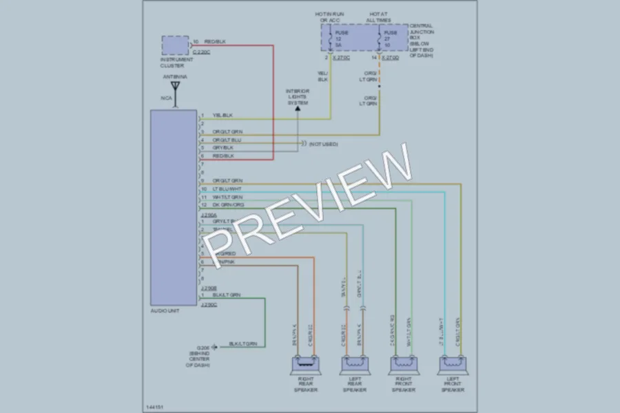 2001 Mazda Tribute Radio wiring diagram preview