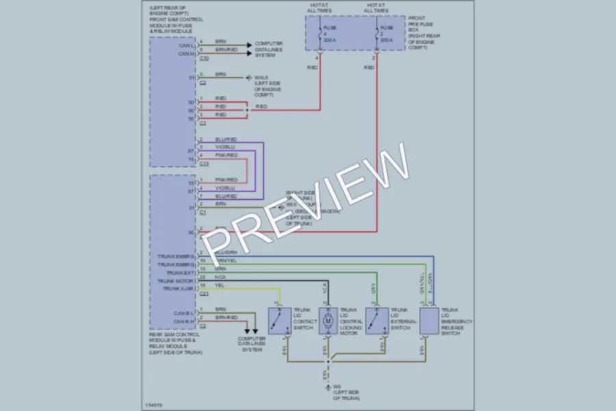 2001 MercedesBenz C320 Trunk Tailgate Fuel Door wiring diagram preview