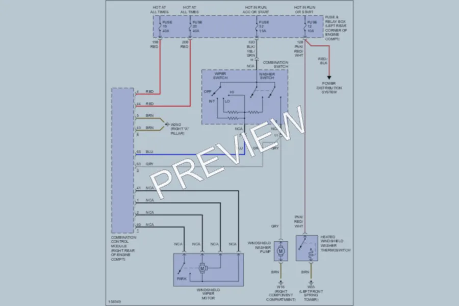2001 MercedesBenz SLK230 Wiper Washer wiring diagram preview