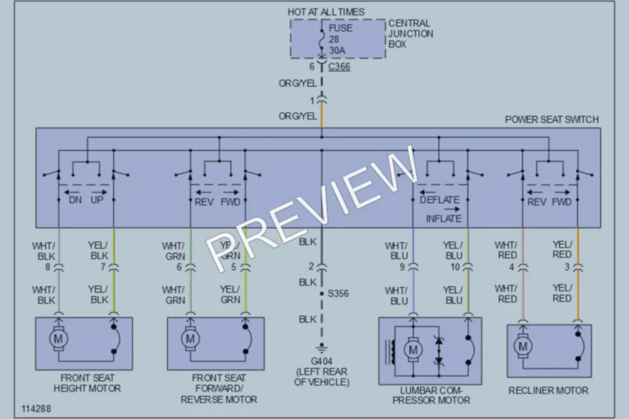2001 Mercury Cougar Power Seats wiring diagram preview