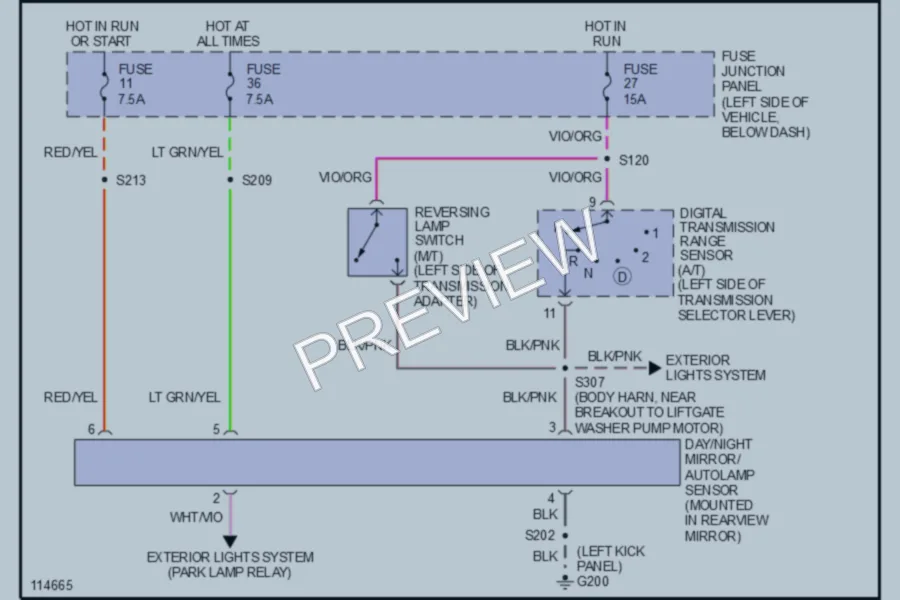 2001 Mercury Mountaineer Power Mirrors wiring diagram preview