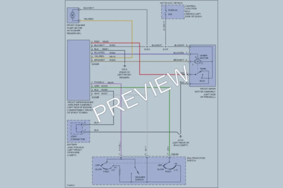2001 Mercury Villager Wiper Washer wiring diagram preview