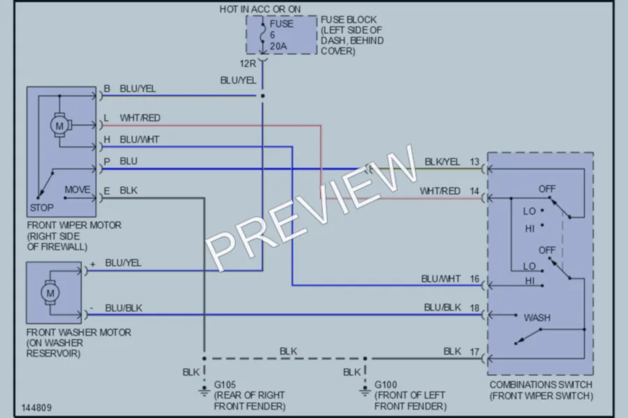 2001 Nissan Frontier Wiper Washer wiring diagram preview