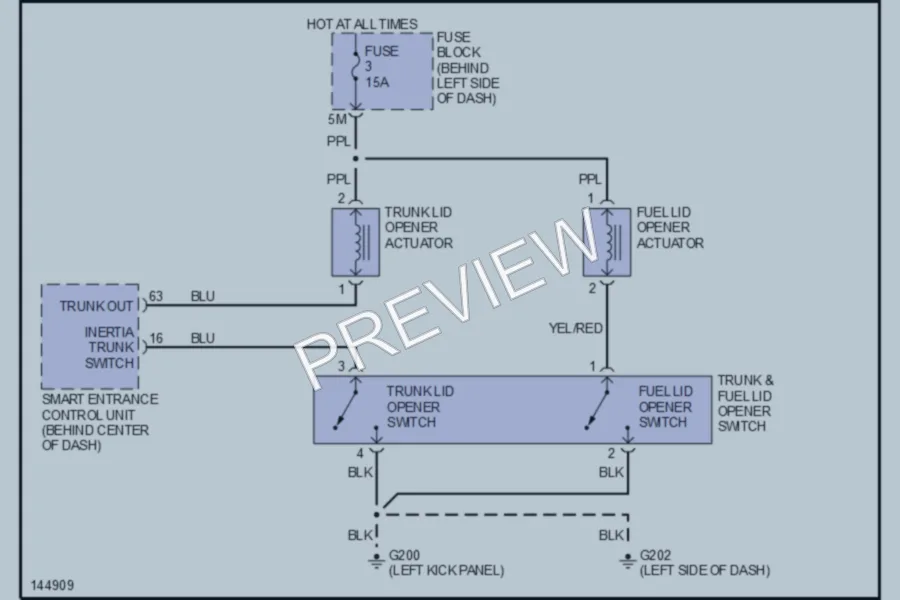 2001 Nissan Maxima Trunk Tailgate Fuel Door wiring diagram preview