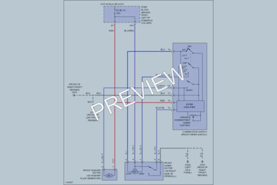 2001 Nissan Pathfinder Wiper Washer wiring diagram preview