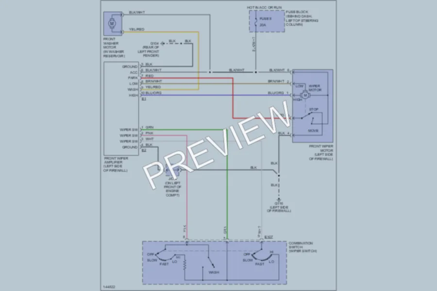 2001 Nissan Quest Wiper Washer wiring diagram preview