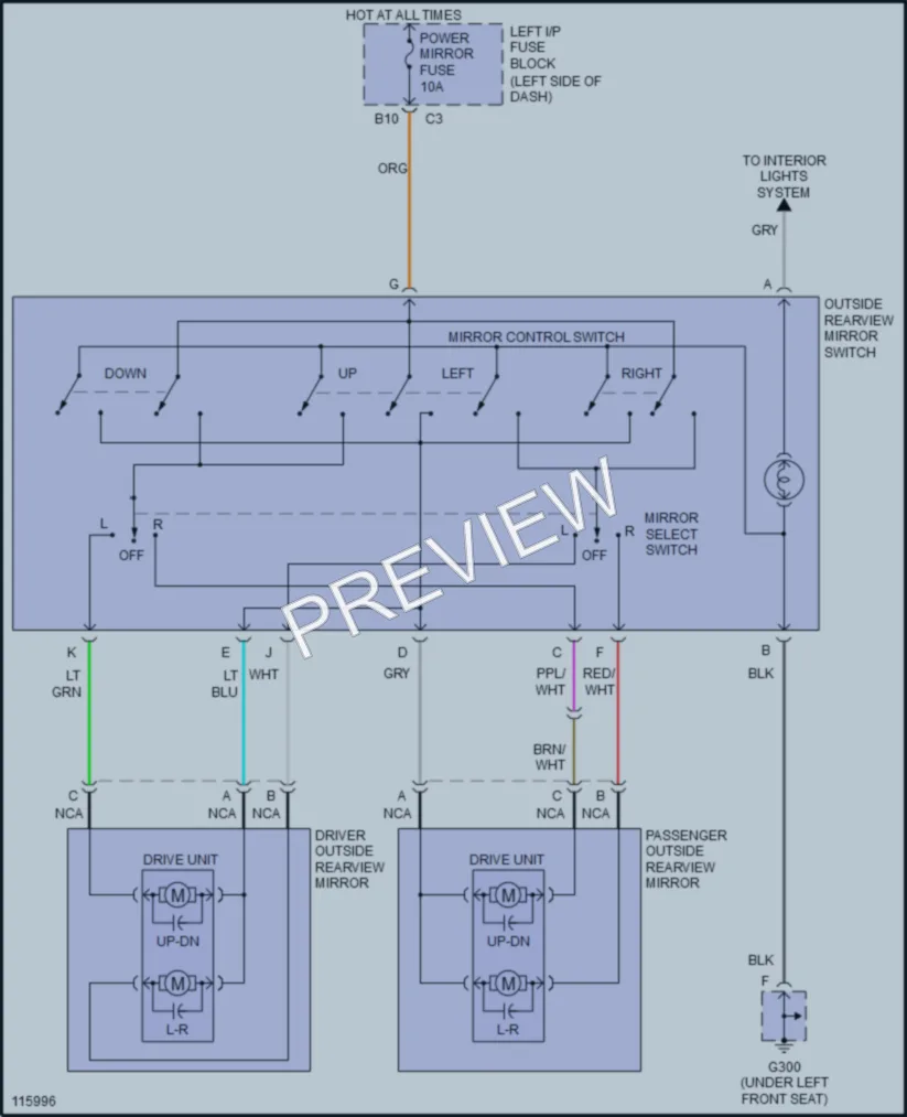 2001 Oldsmobile Alero Power Mirrors wiring diagram preview