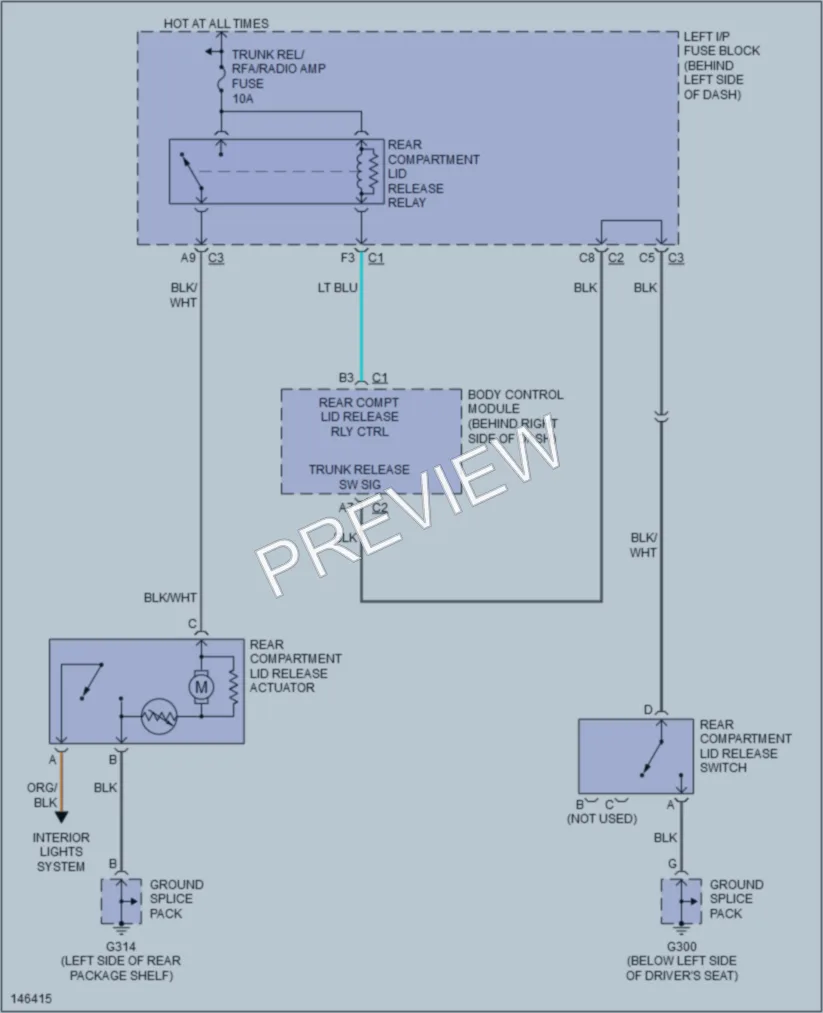 2001 Oldsmobile Alero Trunk Tailgate Fuel Door wiring diagram preview