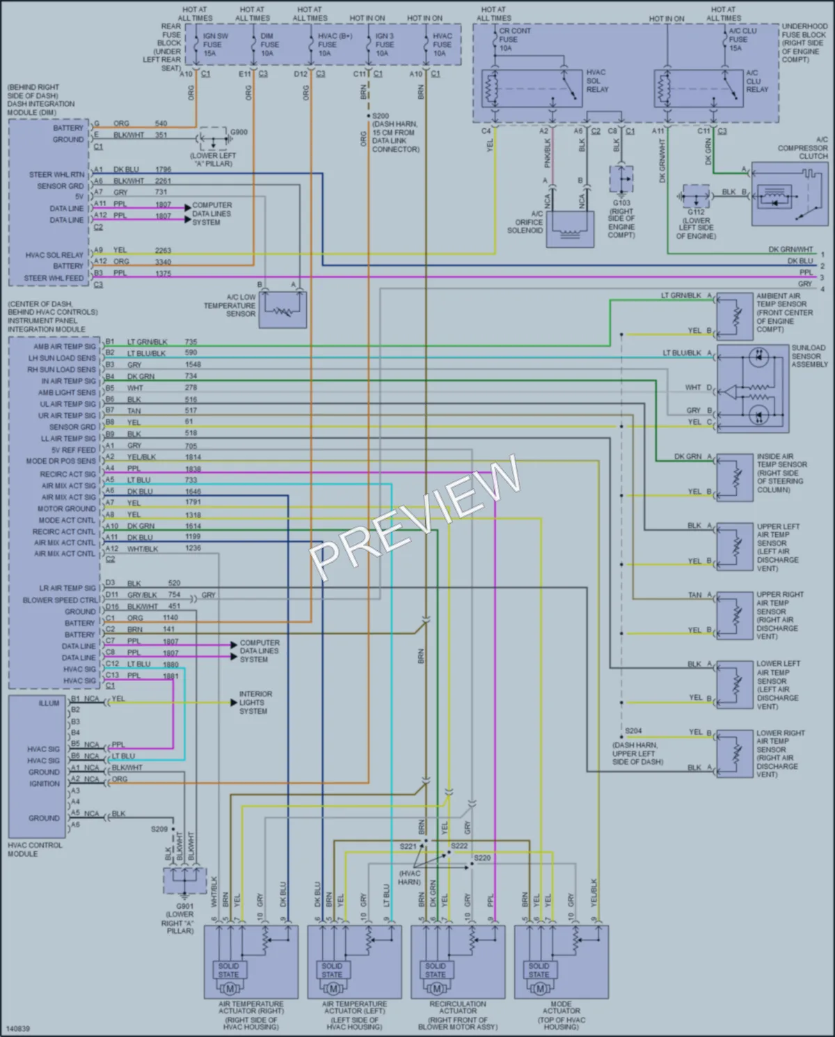2001 Oldsmobile Aurora Air Conditioning wiring diagram preview