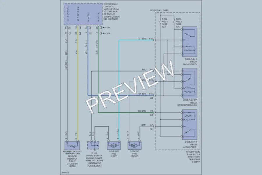 2001 Oldsmobile Aurora Cooling Fan wiring diagram preview