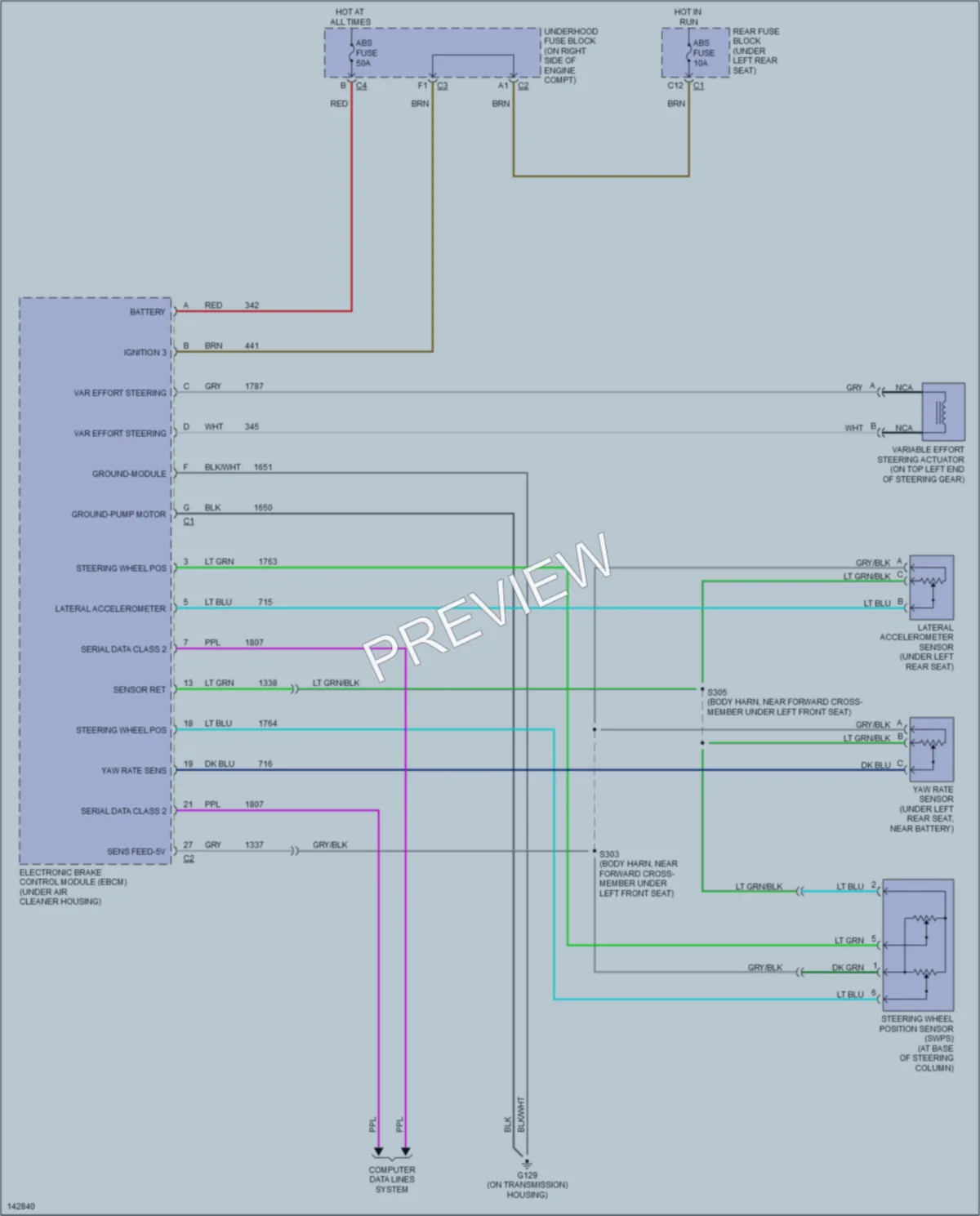 2001 Oldsmobile Aurora Electronic Power Steering wiring diagram preview