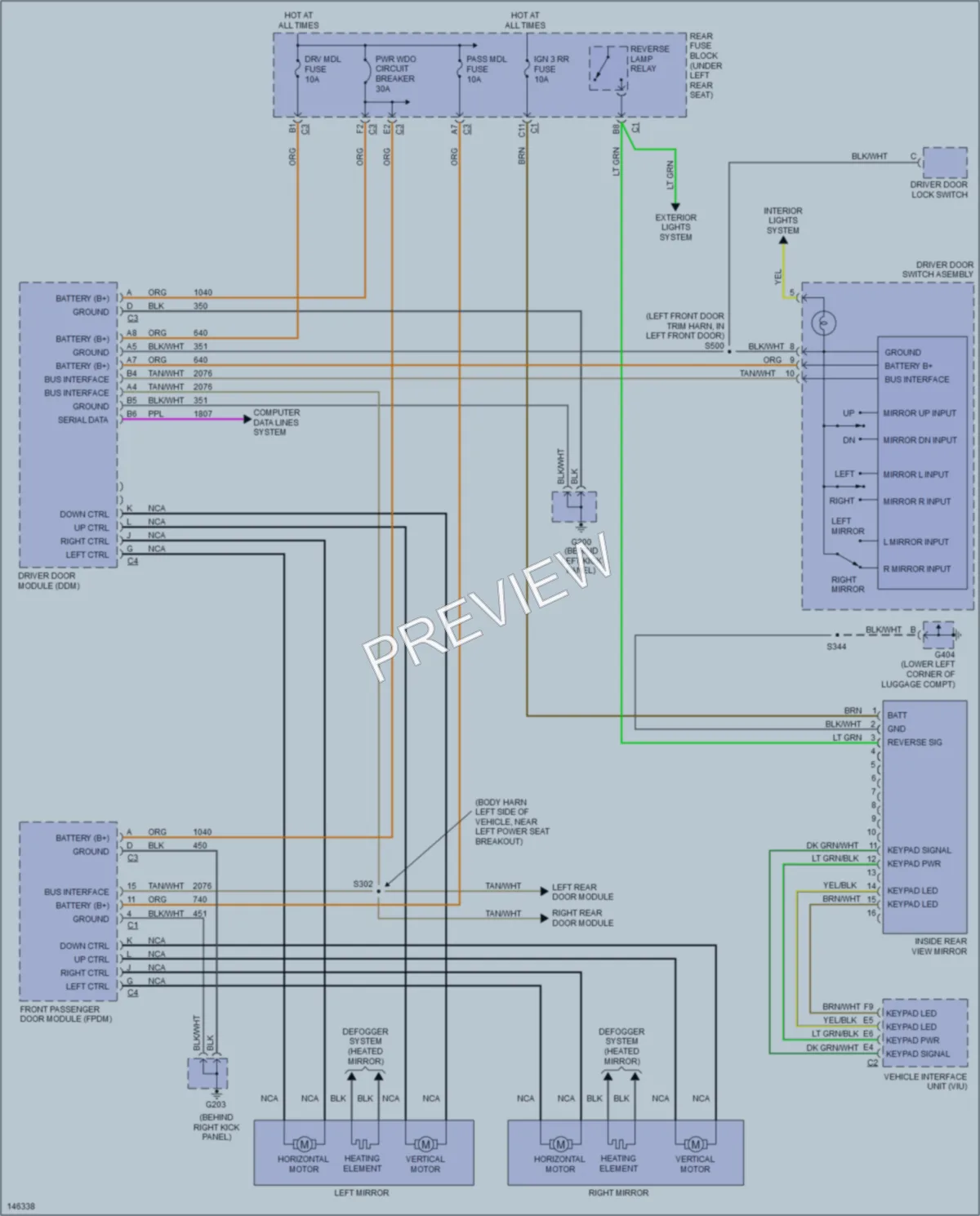 2001 Oldsmobile Aurora Power Mirrors wiring diagram preview