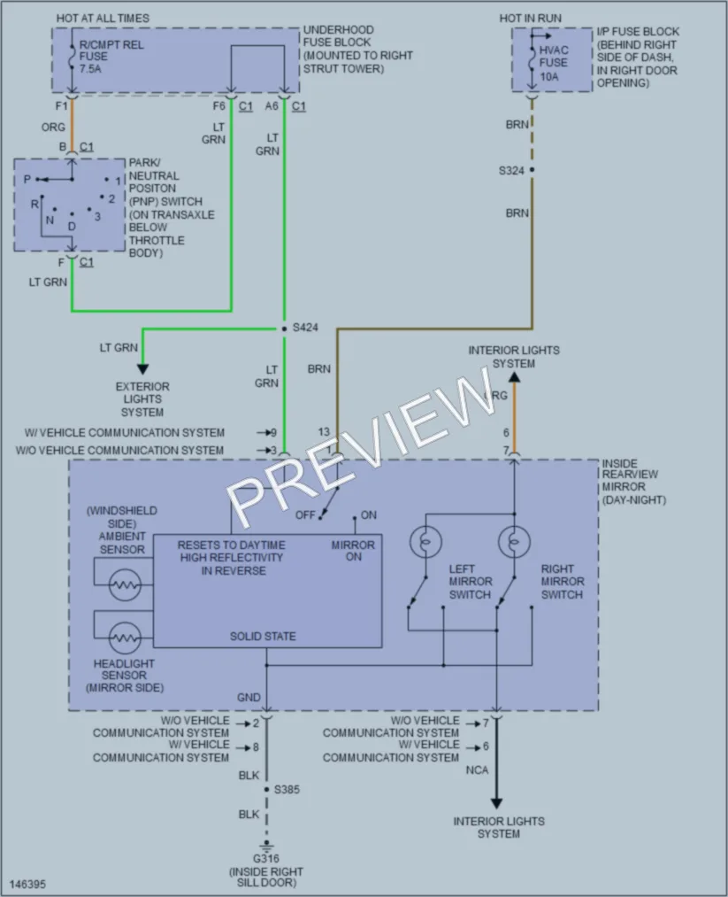 2001 Oldsmobile Intrigue Power Mirrors wiring diagram preview