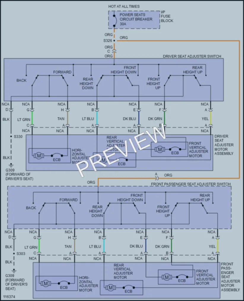 2001 Oldsmobile Intrigue Power Seats wiring diagram preview