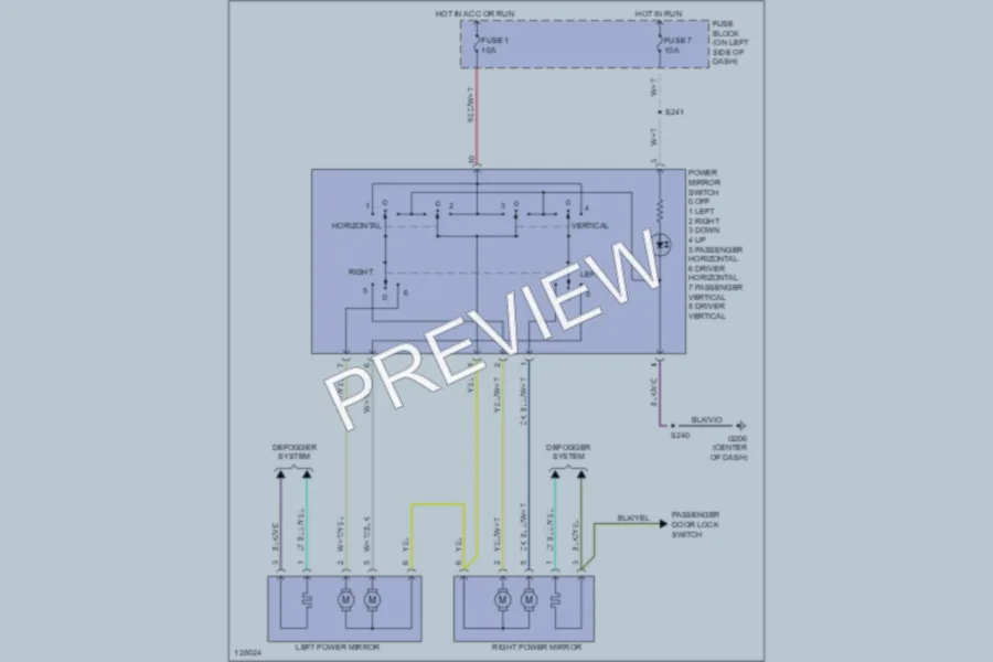2001 Plymouth Neon Power Mirrors wiring diagram preview