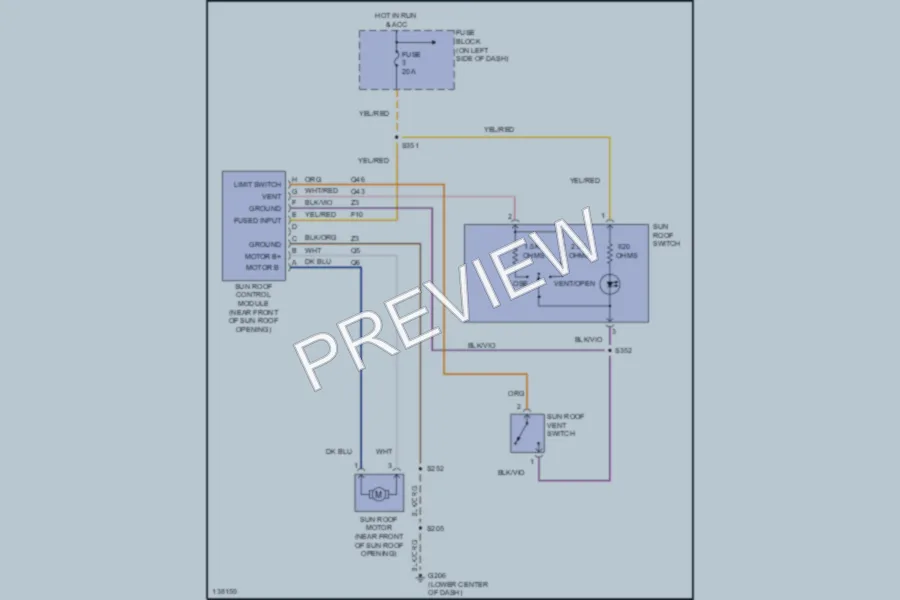 2001 Plymouth Neon Power Top Sunroof wiring diagram preview