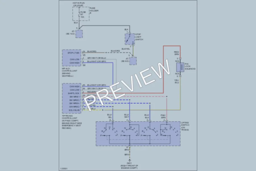 2001 Porsche 911 Shift Interlocks wiring diagram preview