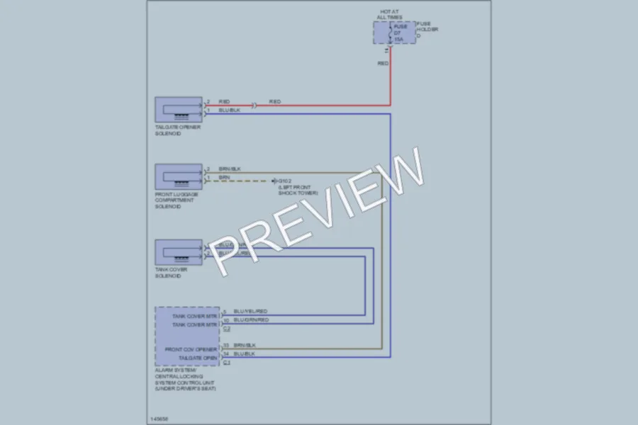 2001 Porsche Boxster Trunk Tailgate Fuel Door wiring diagram preview