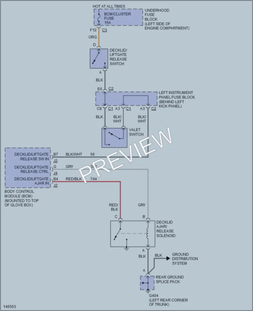 2001 Saturn L300 Trunk Tailgate Fuel Door wiring diagram preview