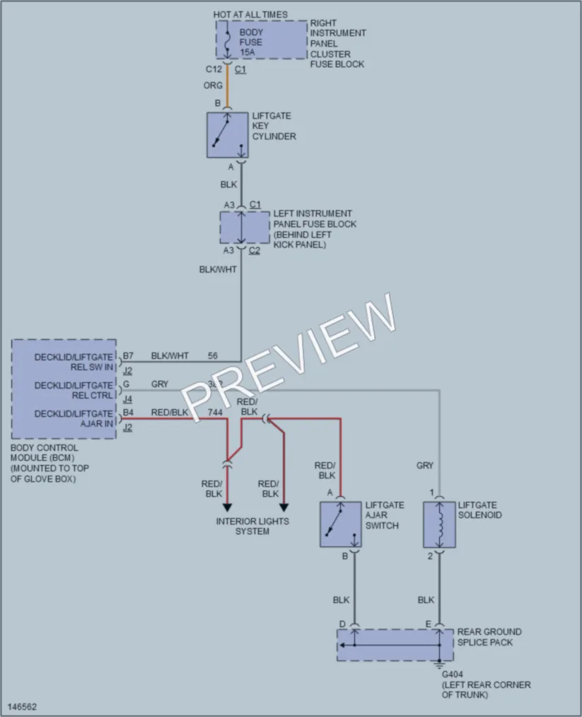 2001 Saturn LW200 Trunk Tailgate Fuel Door wiring diagram preview