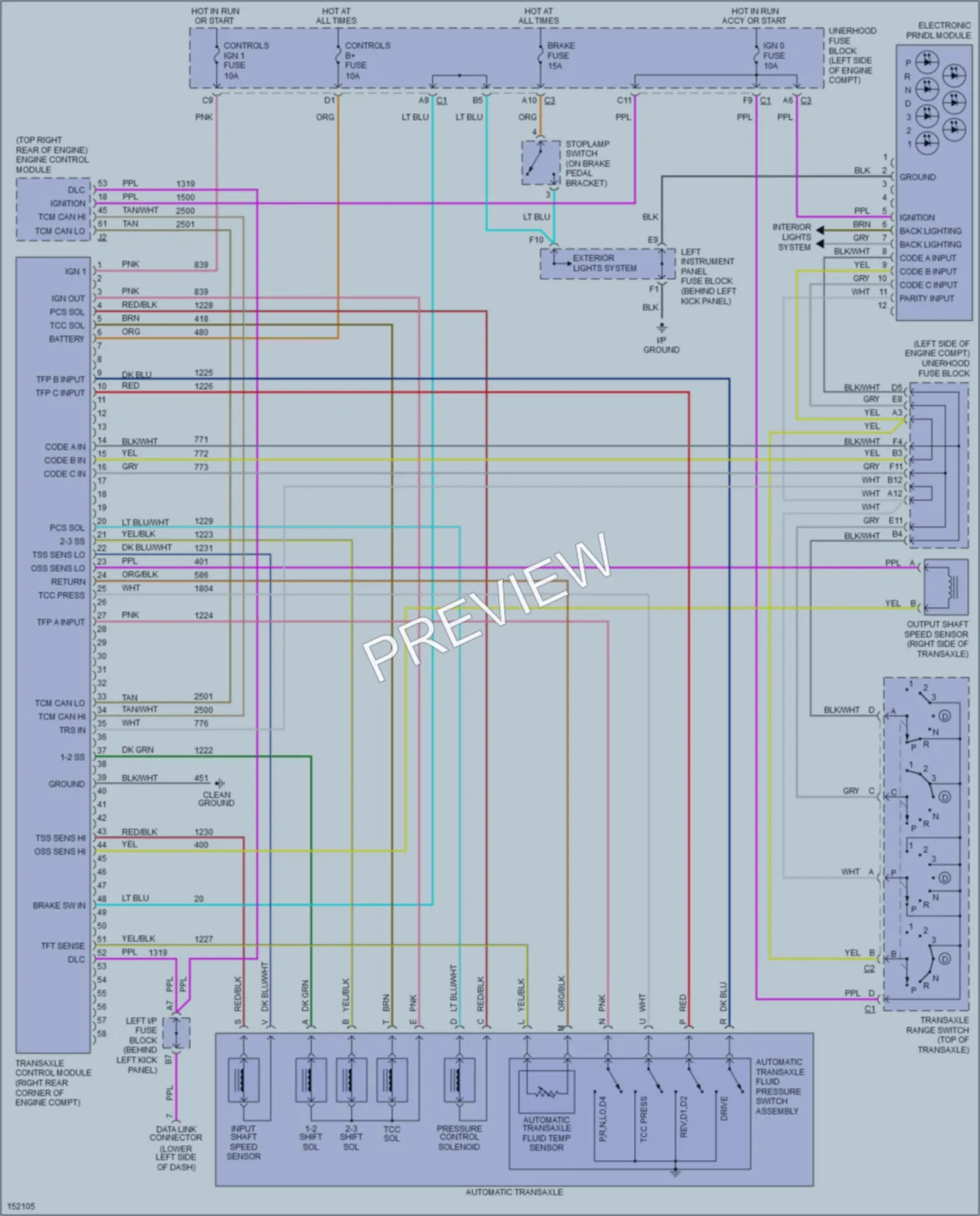 2001 Saturn LW300 Transmission wiring diagram preview