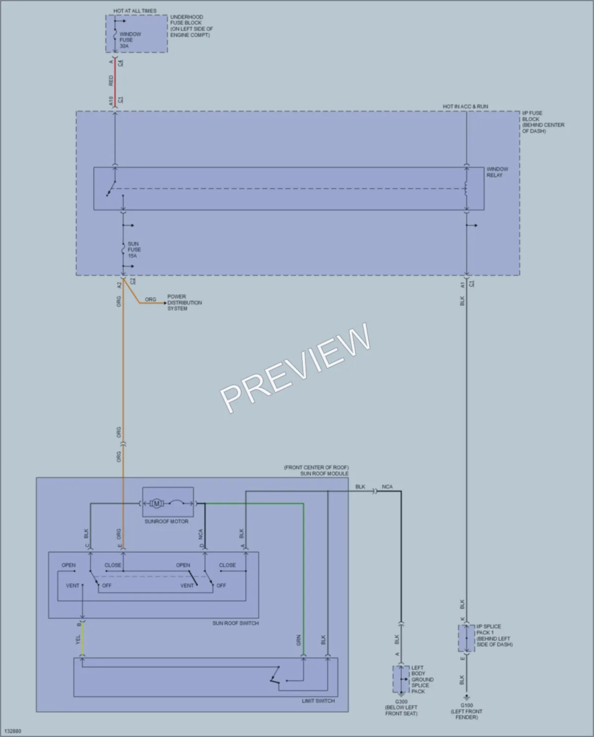 2001 Saturn SL1 Power Top Sunroof wiring diagram preview