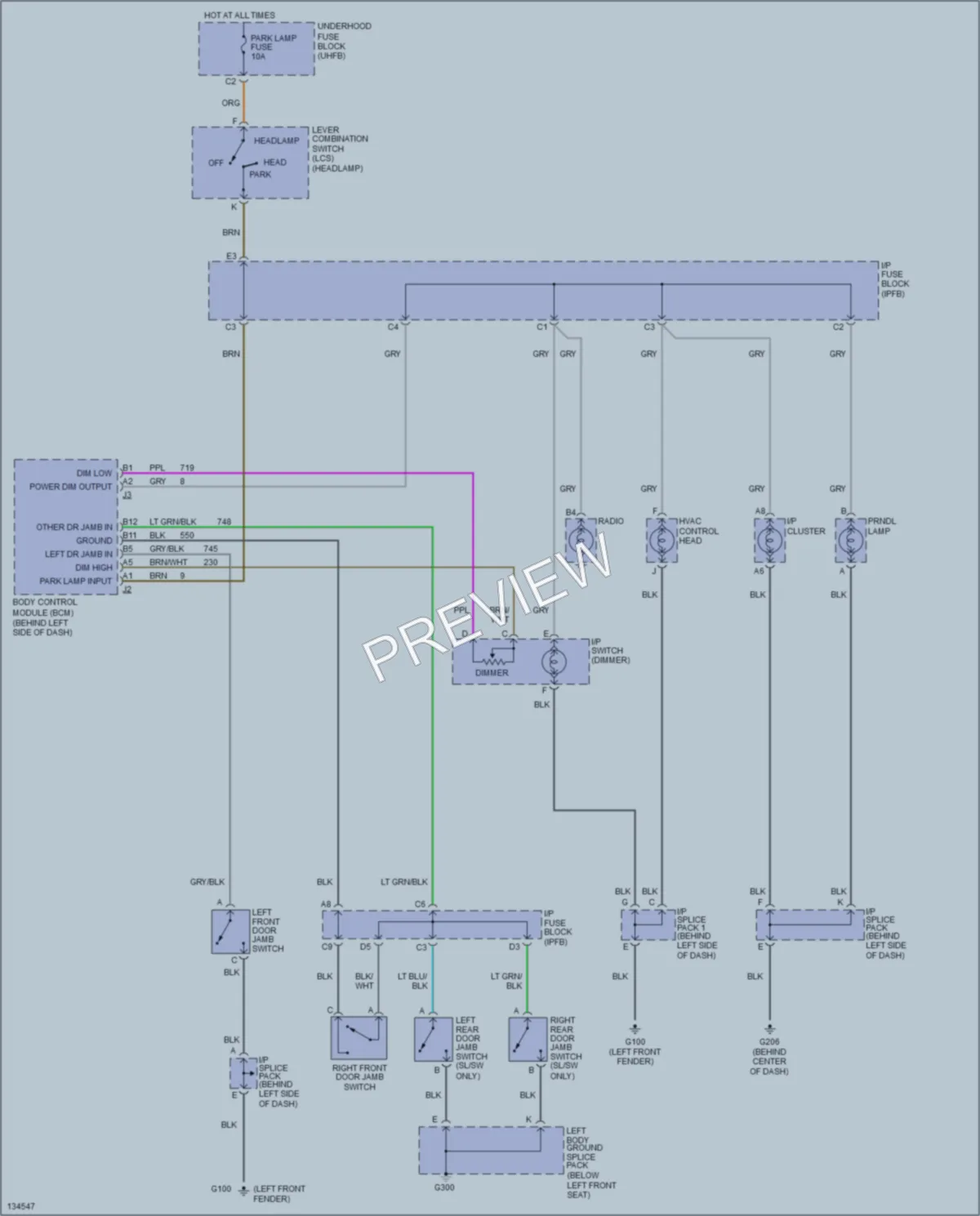 2001 Saturn SL2 Interior Lights wiring diagram preview