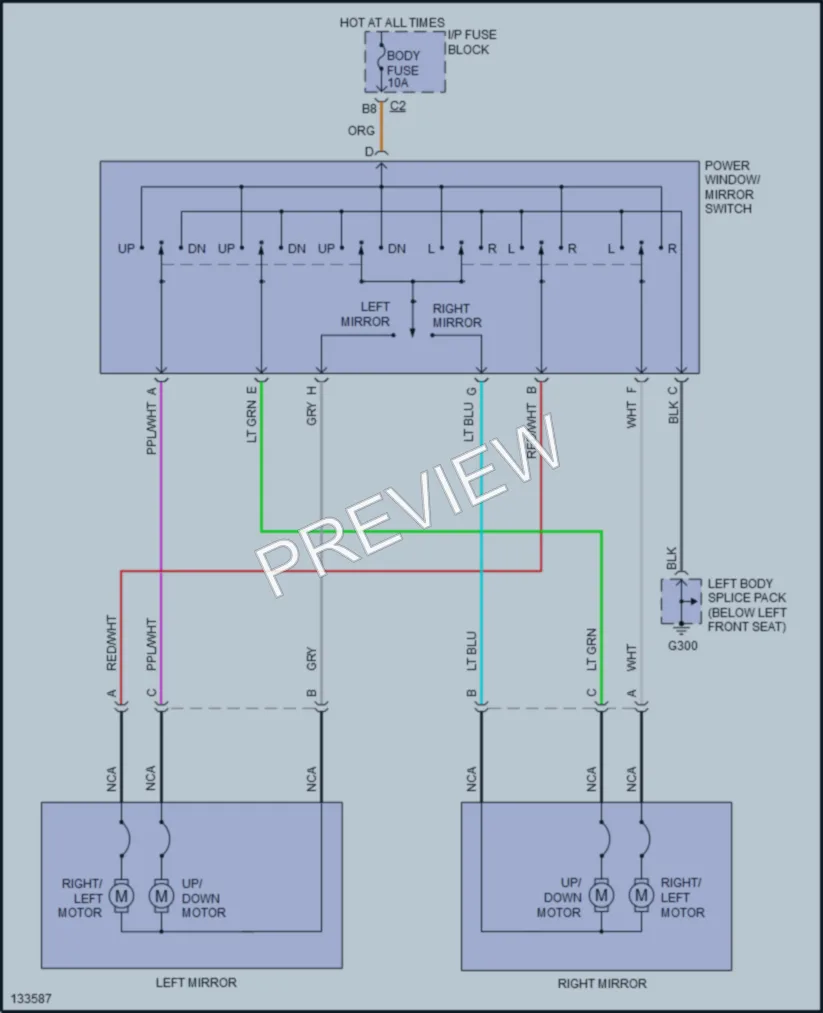 2001 Saturn SL2 Power Mirrors wiring diagram preview