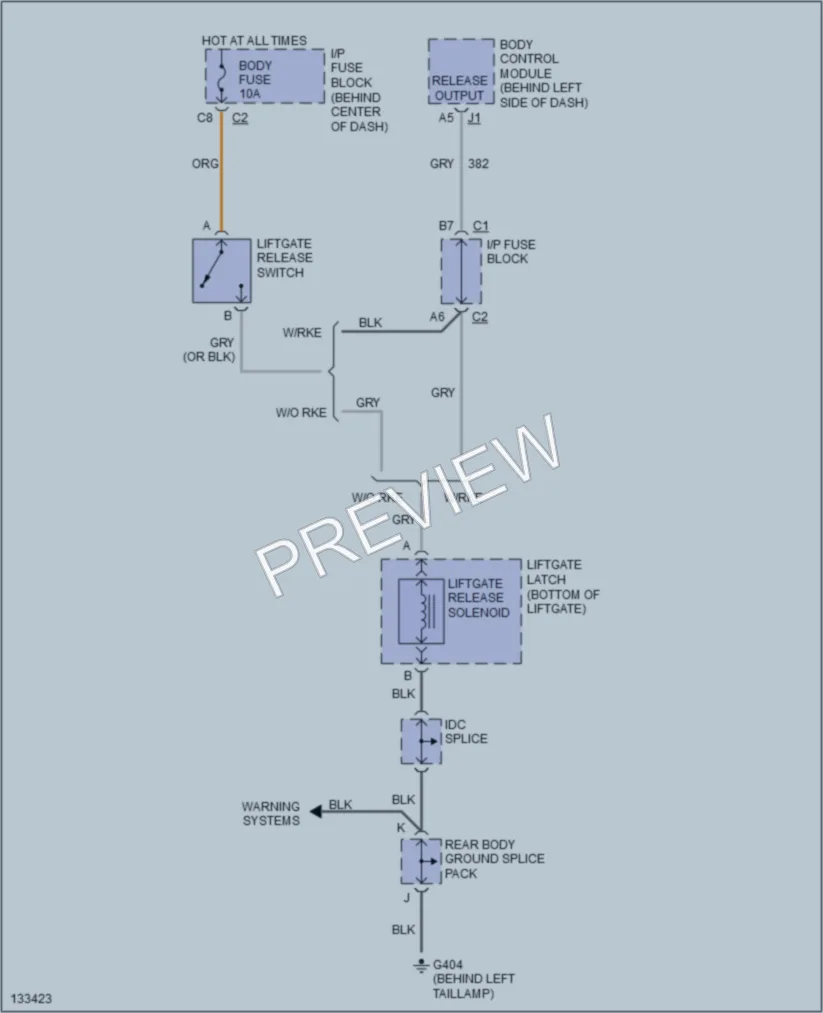 2001 Saturn SW2 Trunk Tailgate Fuel Door wiring diagram preview