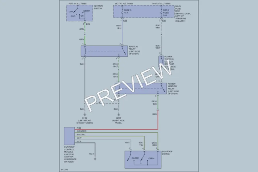 2001 Subaru Forester Power Top Sunroof wiring diagram preview