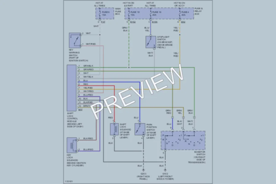 2001 Subaru Forester Shift Interlocks wiring diagram preview