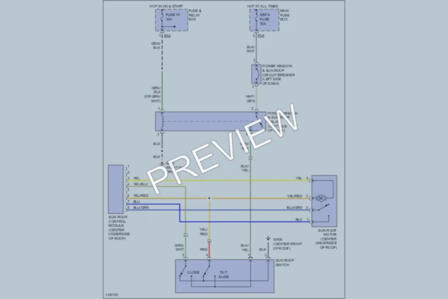2001 Subaru Impreza Power Top Sunroof wiring diagram preview