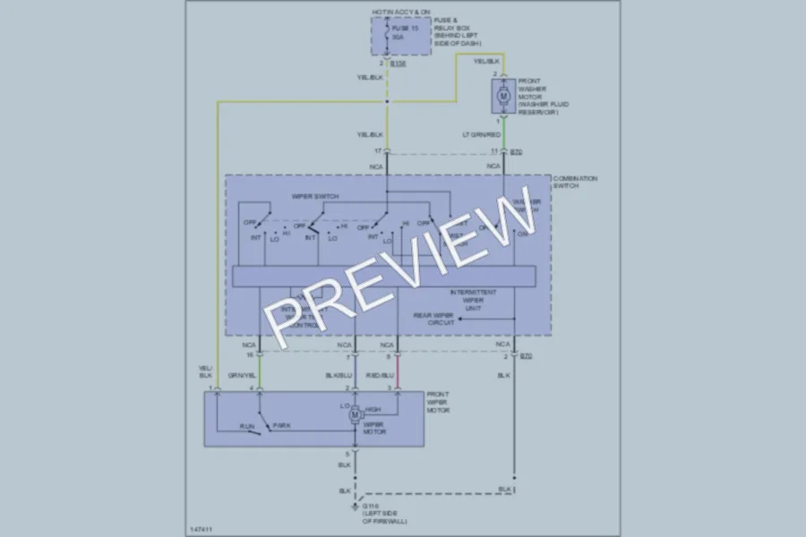 2001 Subaru Outback Wiper Washer wiring diagram preview