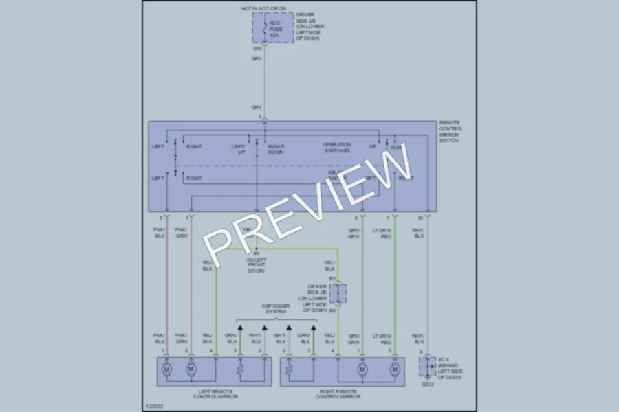 2001 Toyota 4Runner Power Mirrors wiring diagram preview