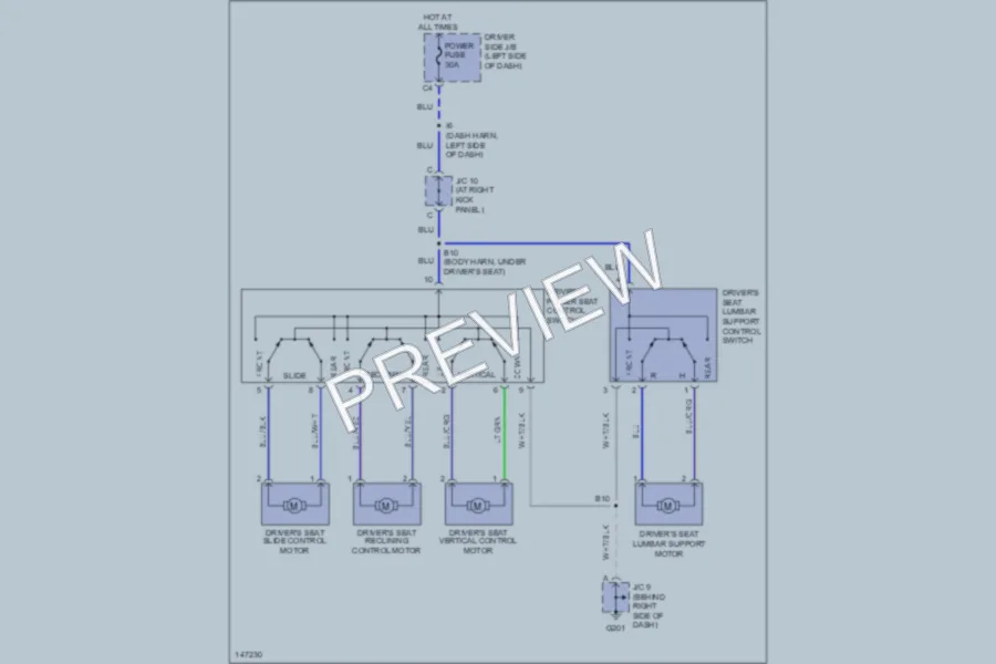 2001 Toyota 4Runner Power Seats wiring diagram preview