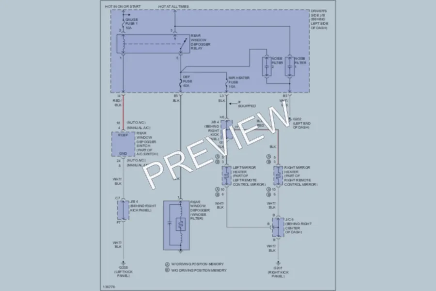 2001 Toyota Avalon Defoggers wiring diagram preview