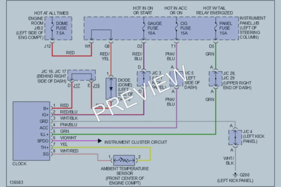 2001 Toyota Camry Instrument Cluster wiring diagram preview