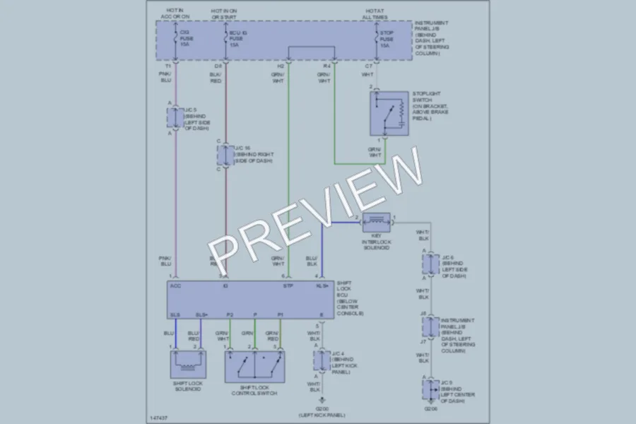 2001 Toyota Camry Shift Interlocks wiring diagram preview