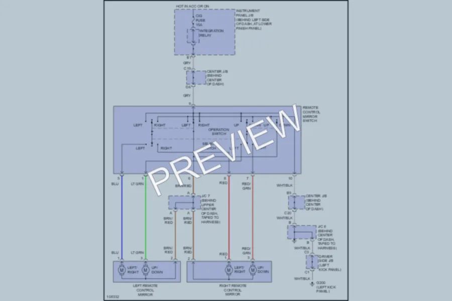 2001 Toyota Corolla Power Mirrors wiring diagram preview