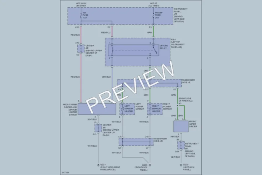 2001 Toyota Highlander Defoggers wiring diagram preview