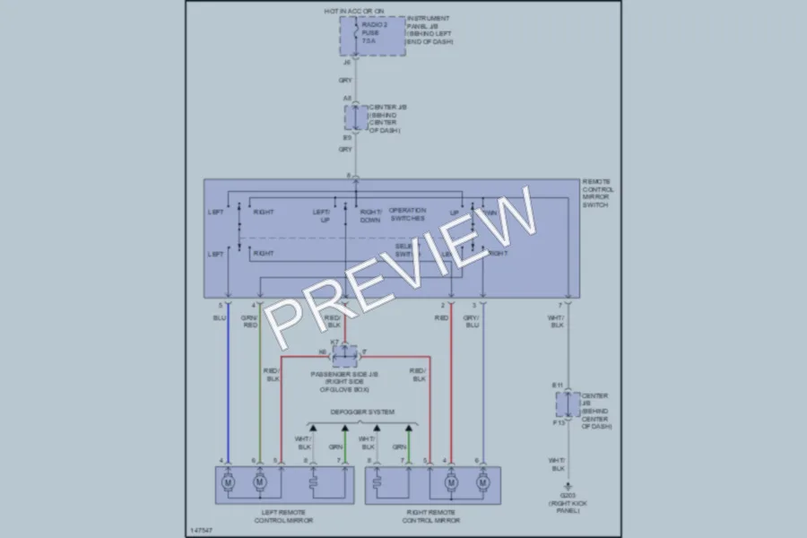2001 Toyota Highlander Power Mirrors wiring diagram preview