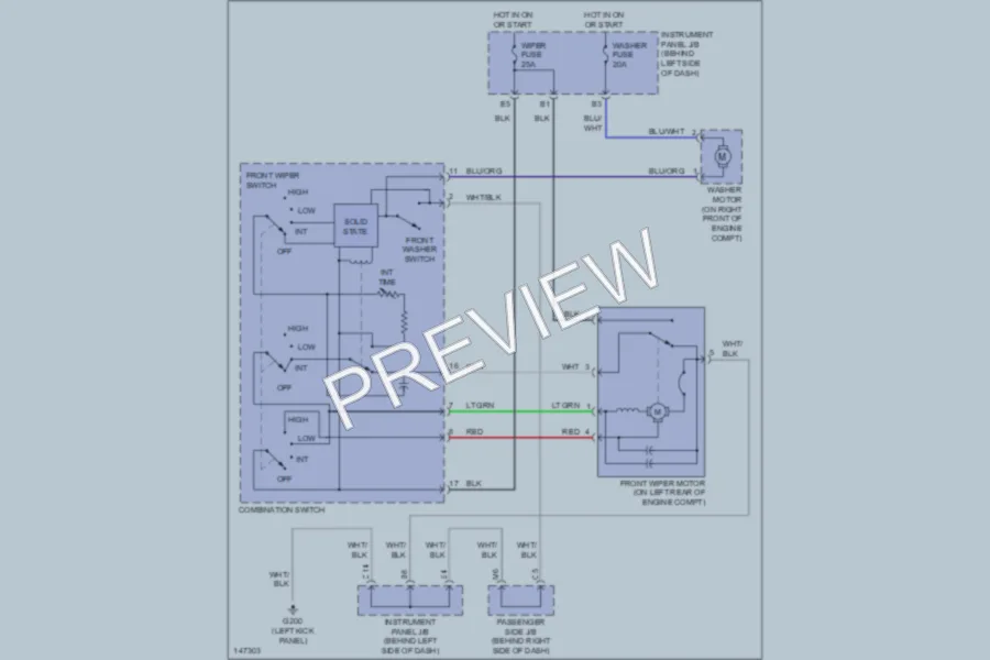 2001 Toyota Highlander Wiper Washer wiring diagram preview