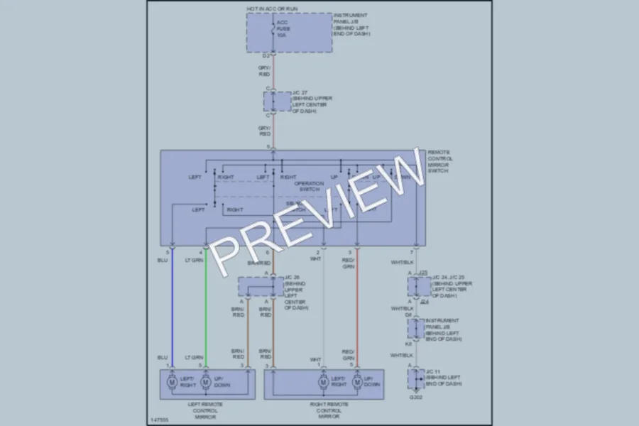 2001 Toyota Prius Power Mirrors wiring diagram preview