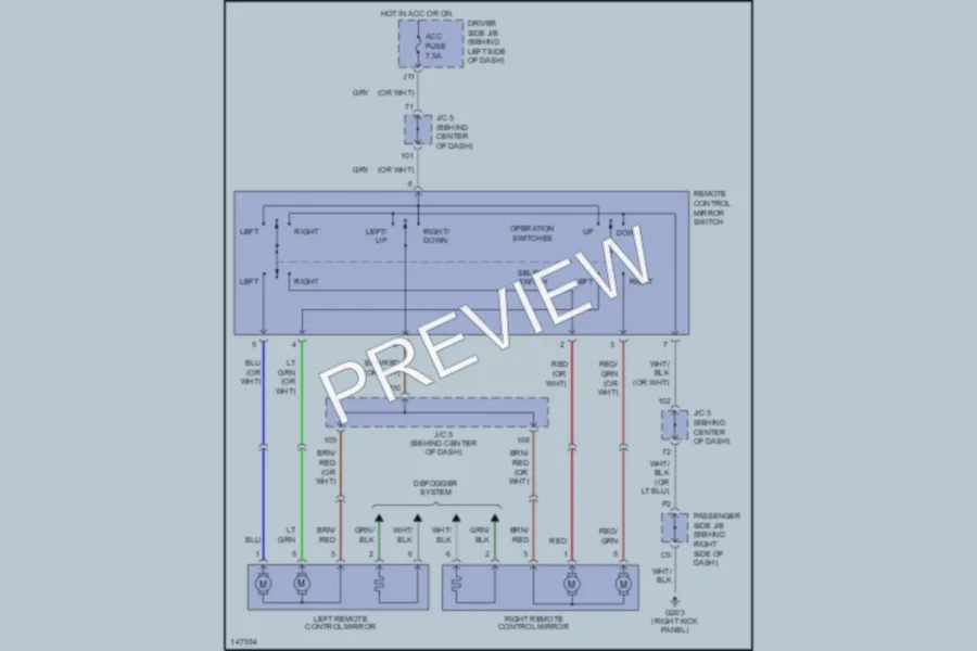 2001 Toyota RAV4 Power Mirrors wiring diagram preview