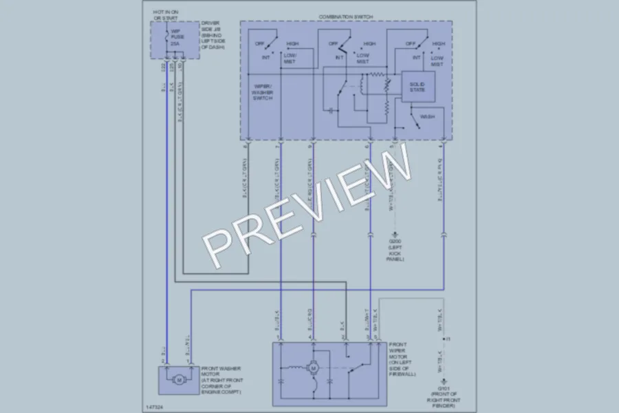 2001 Toyota RAV4 Wiper Washer wiring diagram preview