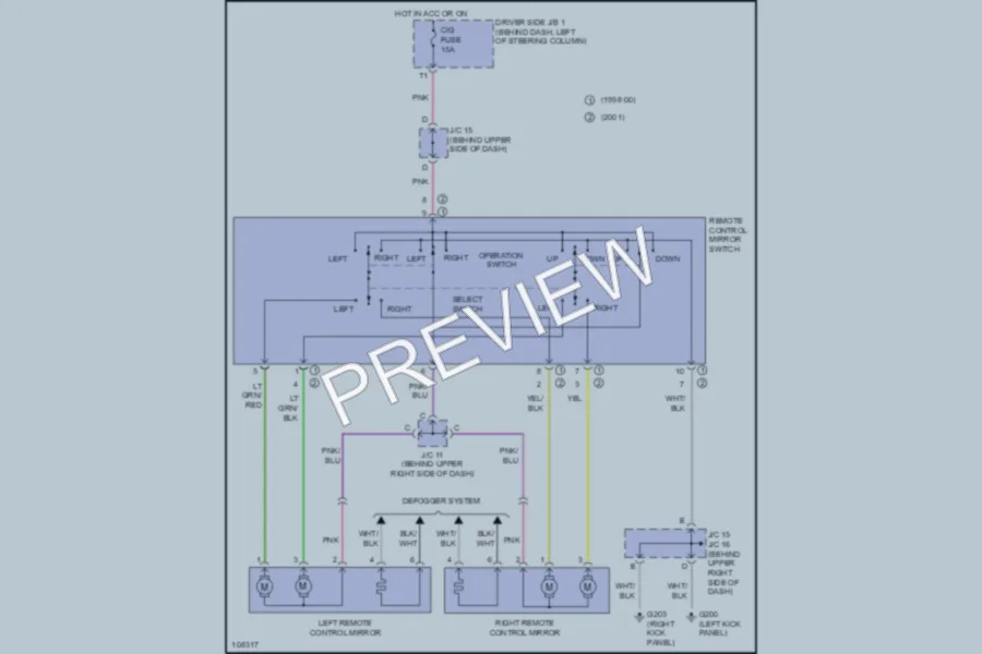2001 Toyota Sienna Power Mirrors wiring diagram preview