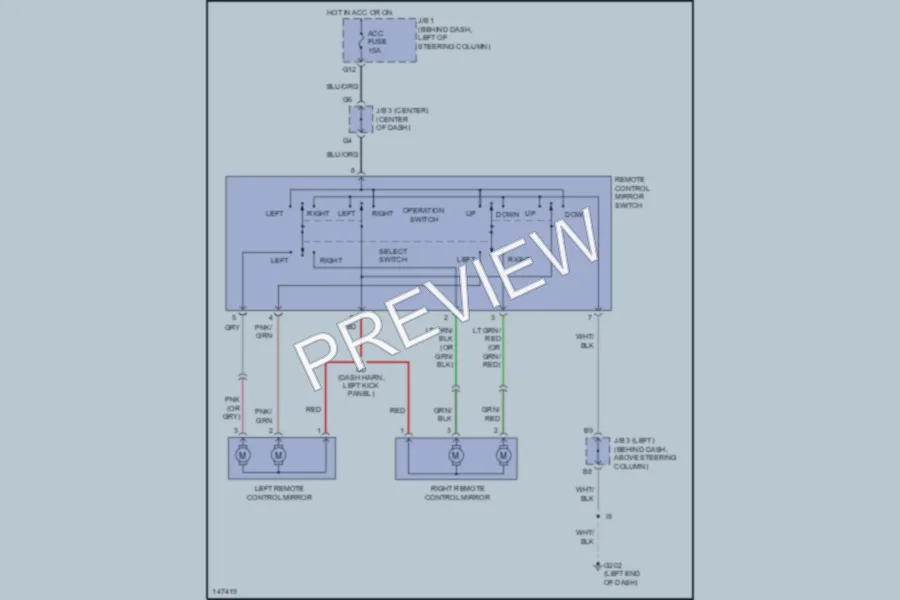 2001 Toyota Tacoma Power Mirrors wiring diagram preview