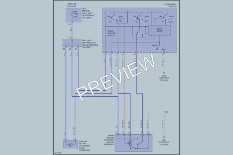 2001 Toyota Tacoma Wiper Washer wiring diagram preview