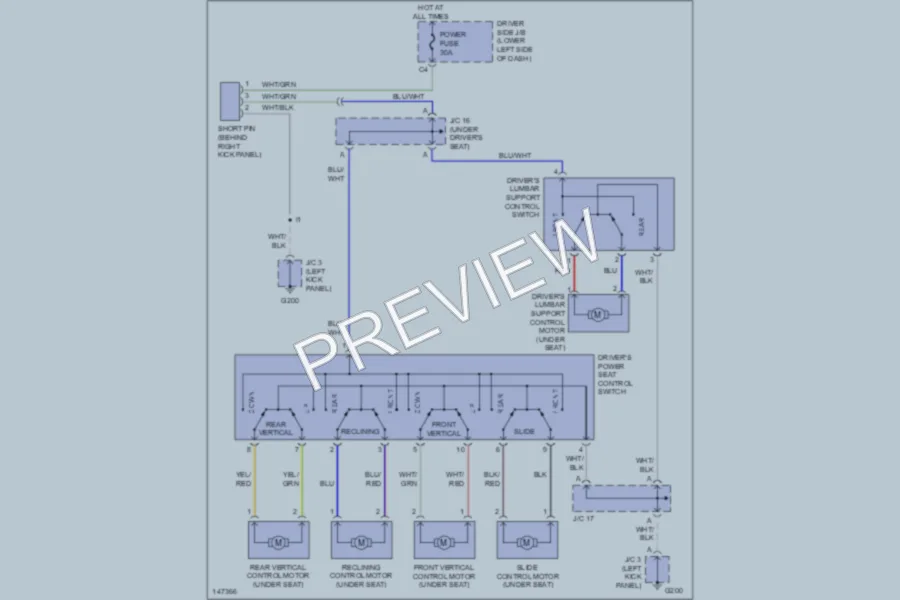 2001 Toyota Tundra Power Seats wiring diagram preview