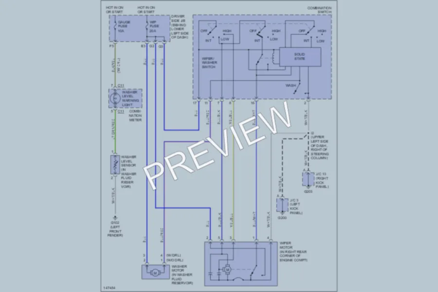 2001 Toyota Tundra Wiper Washer wiring diagram preview